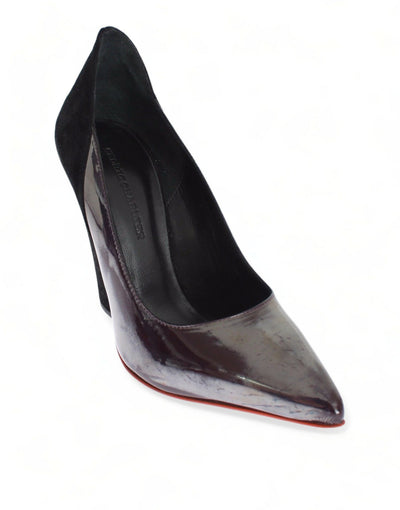 Cédric Charlier Grau Schwarz Leder Wildleder Heels Pumps Schuhe