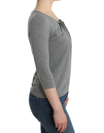 Cavalli Graues 3/4-Ärmel-Pullover-Top