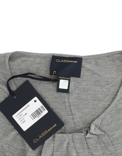 Cavalli Graues 3/4-Ärmel-Pullover-Top