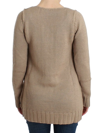 Cavalli Beigefarbener Pullover aus gestrickter Wolle