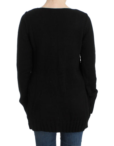 Cavalli Schwarzer Wollstrickpullover