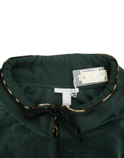Cavalli Grüner Baumwollpullover aus Samt