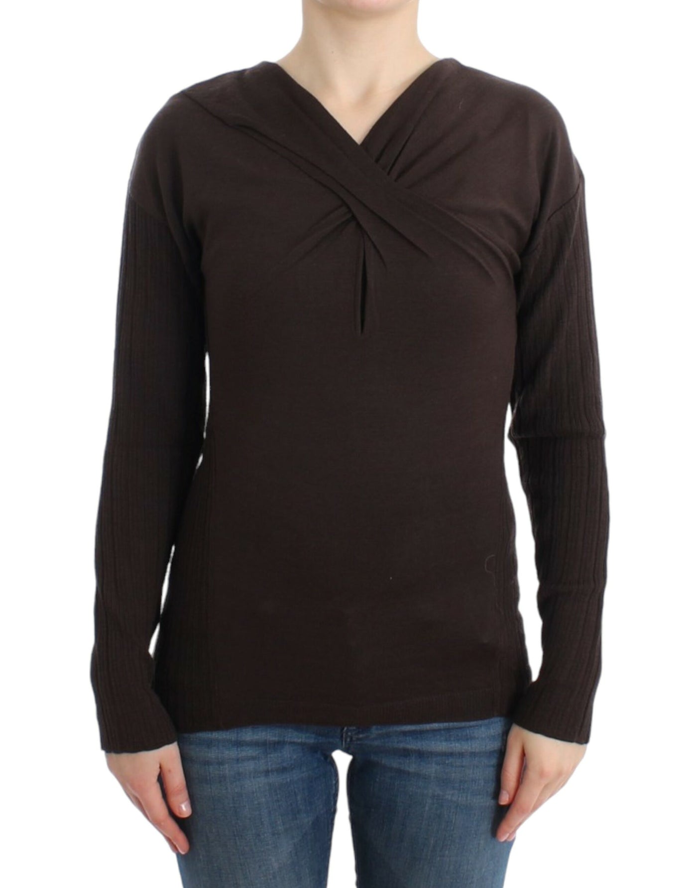 Cavalli Brauner Wollstrickpullover