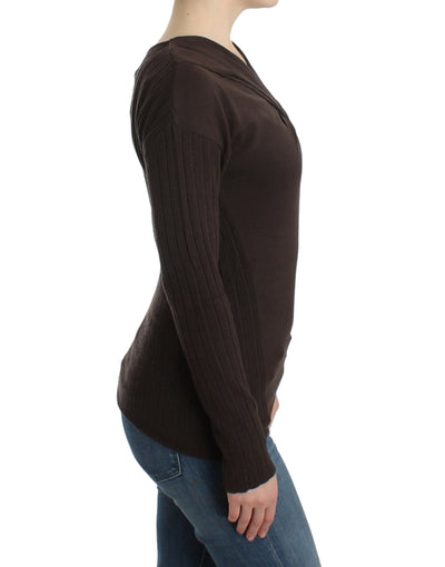 Cavalli Brauner Wollstrickpullover