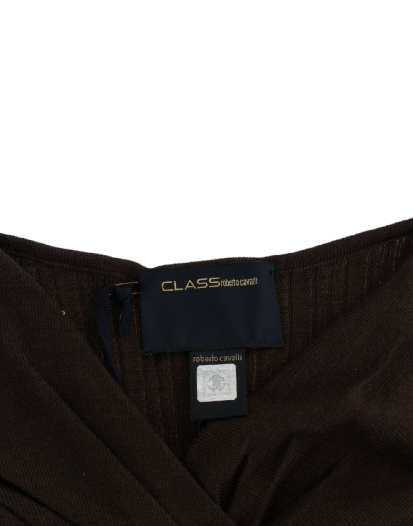 Cavalli Brauner Wollstrickpullover