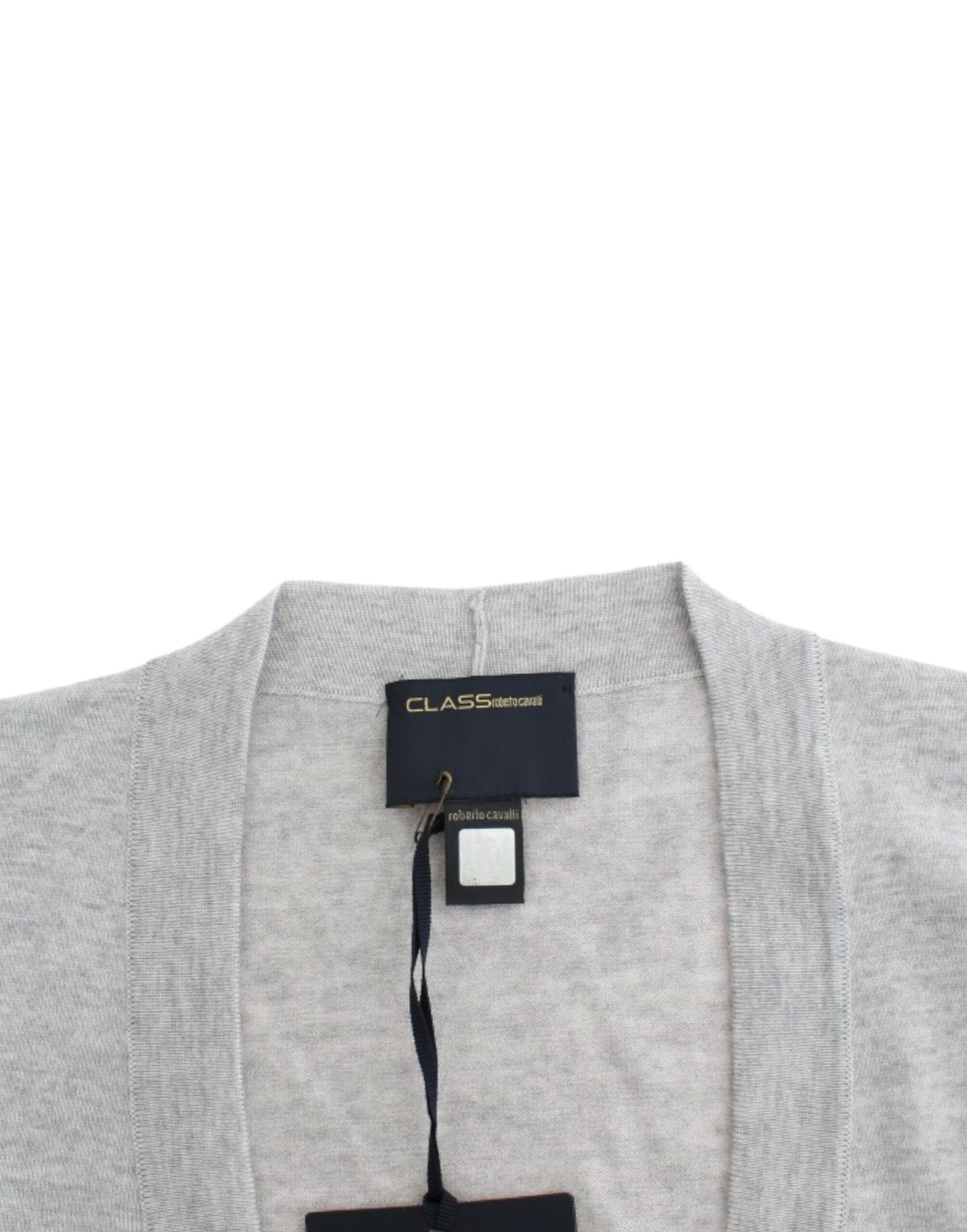 Cavalli Graue Strickjacke aus Wolle in Kurzform
