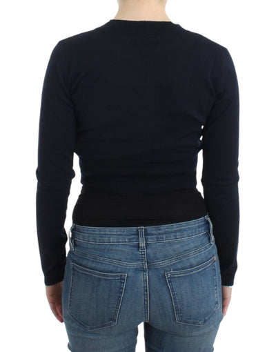 Cavalli Schwarze Strickjacke aus Wolle in Kurzform