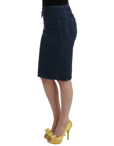Cavalli Blauer Bleistiftrock aus Kord