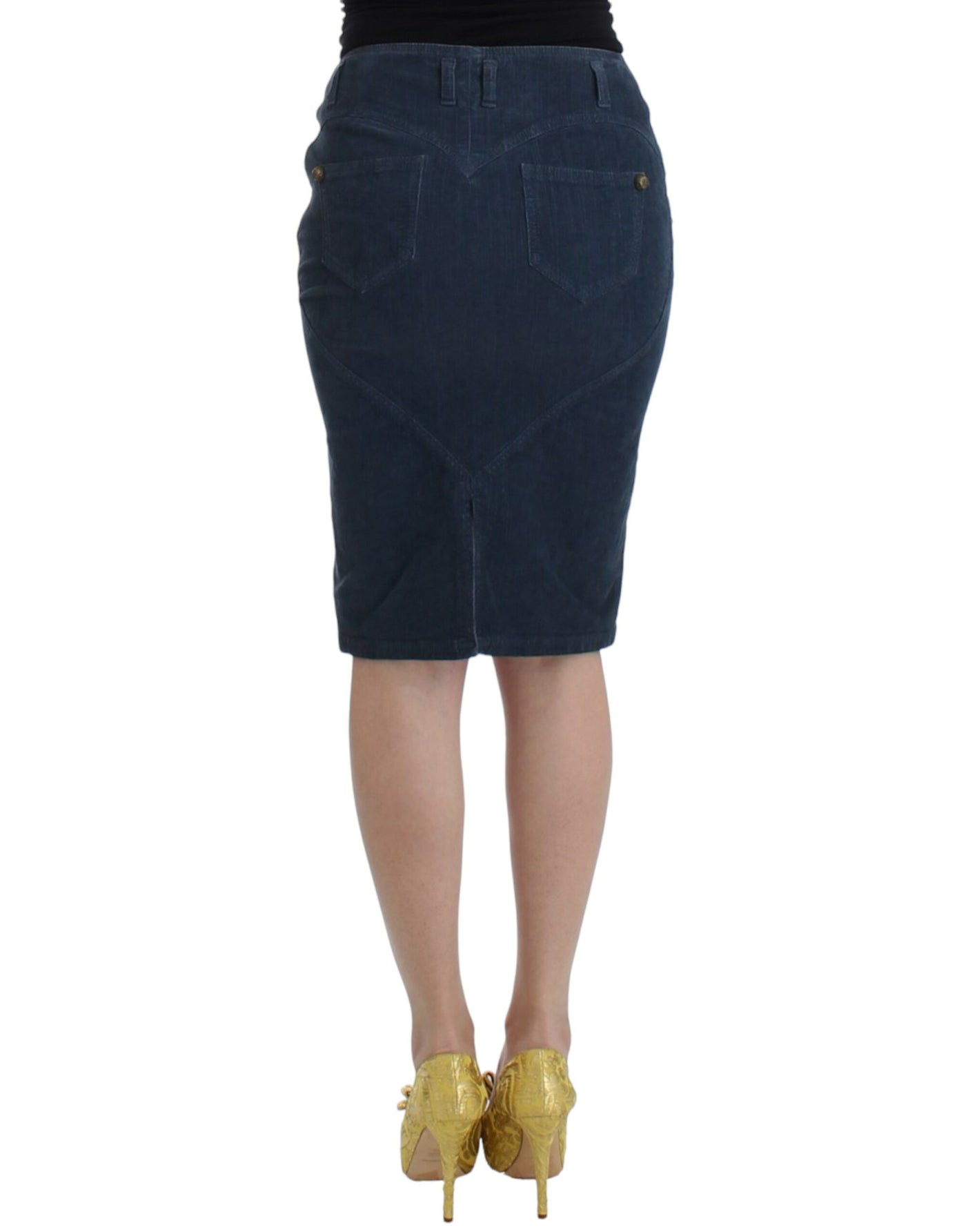 Cavalli Blauer Bleistiftrock aus Kord