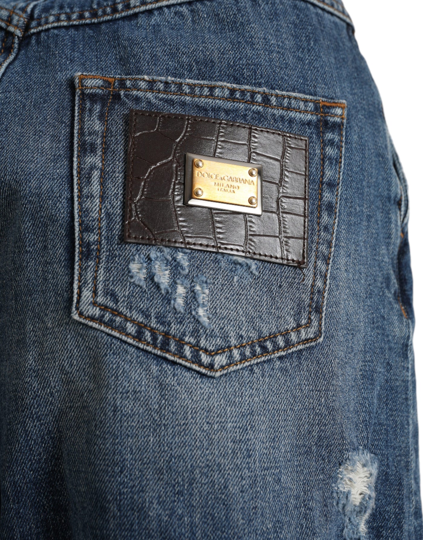 Dolce & Gabbana Blaue Baumwolle mit hoher Taille Denim Hot Pants Shorts