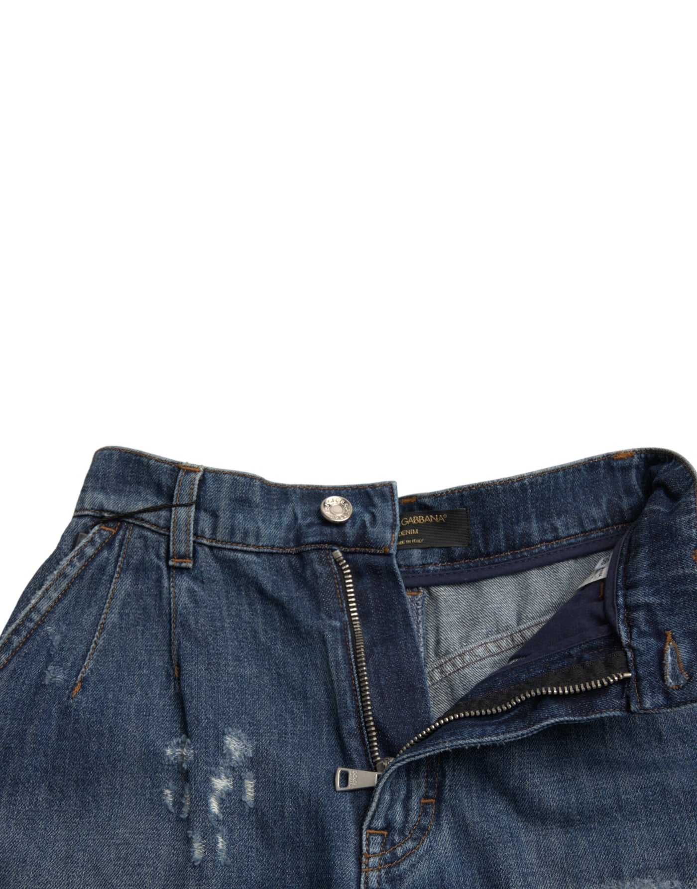 Dolce & Gabbana Blaue Baumwolle mit hoher Taille Denim Hot Pants Shorts