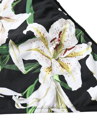 Dolce & Gabbana Schwarze Lily Print Bademode Bottom Beachwear Bikini