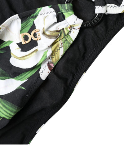 Dolce & Gabbana Schwarze Lily Print Bademode Bottom Beachwear Bikini