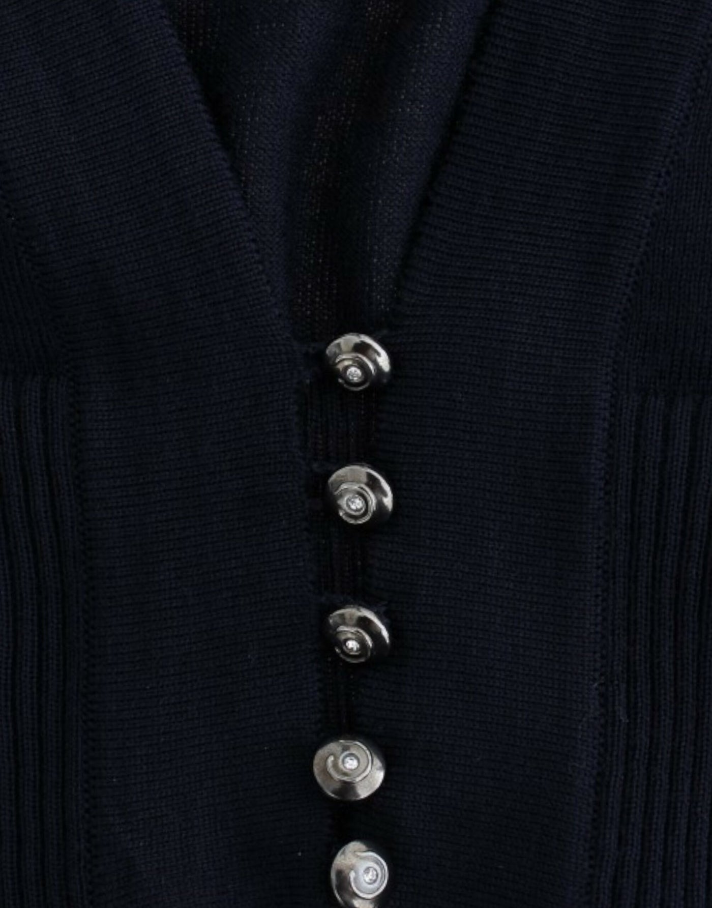 Cavalli Blaue Strickjacke aus Wolle, kurz geschnitten