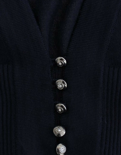 Cavalli Blaue Strickjacke aus Wolle, kurz geschnitten