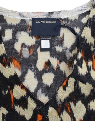 Cavalli Multicolor Wollpullover mit V-Ausschnitt