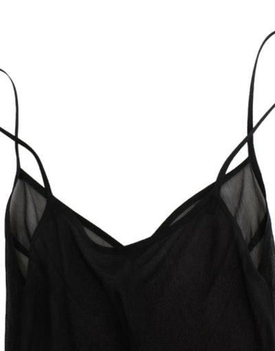Cavalli Schwarzes langärmeliges Seidenkleid