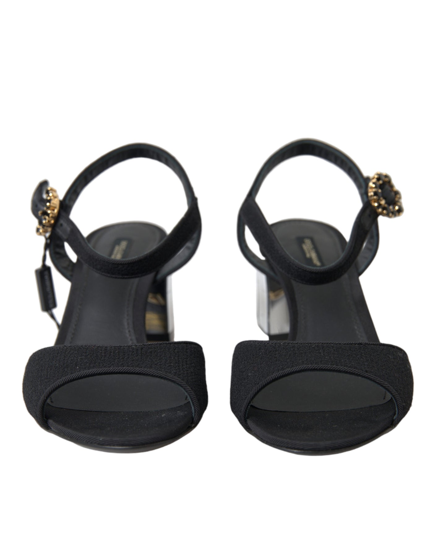 Dolce & Gabbana Schwarze Kristalle Riemchensandalen Schuhe