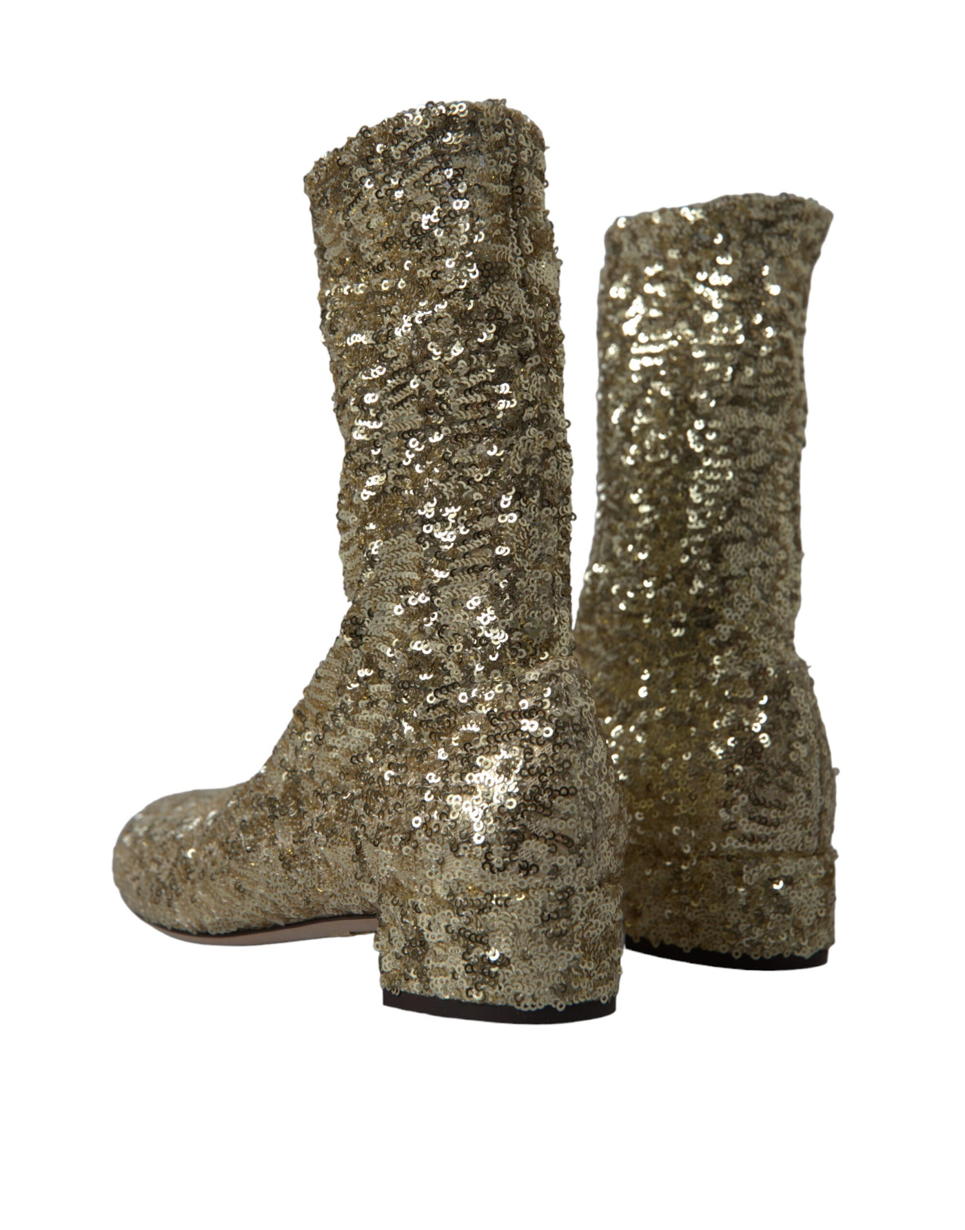 Dolce & Gabbana Gold Pailletten kurze Stiefel Stretch Schuhe