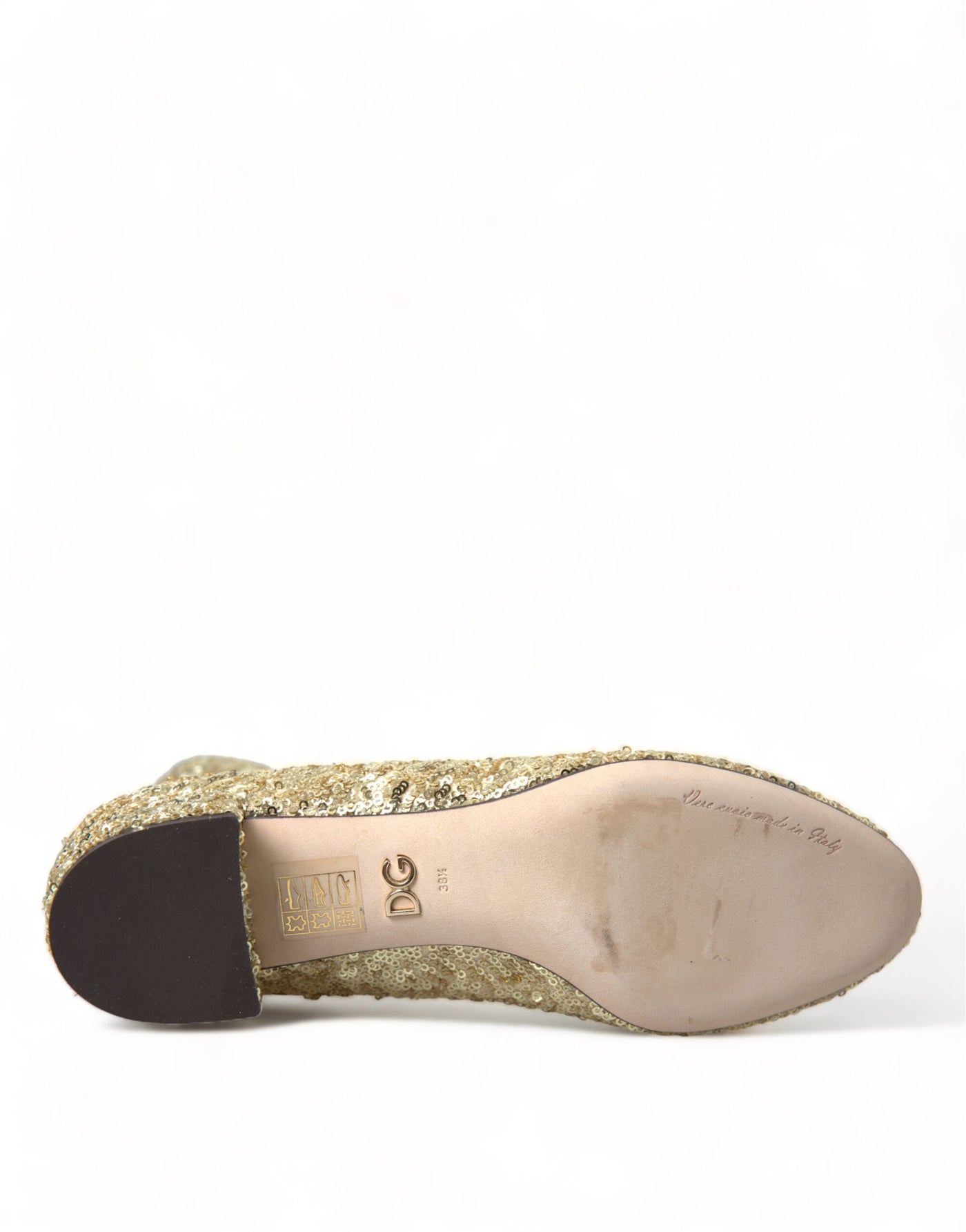 Dolce & Gabbana Gold Pailletten kurze Stiefel Stretch Schuhe