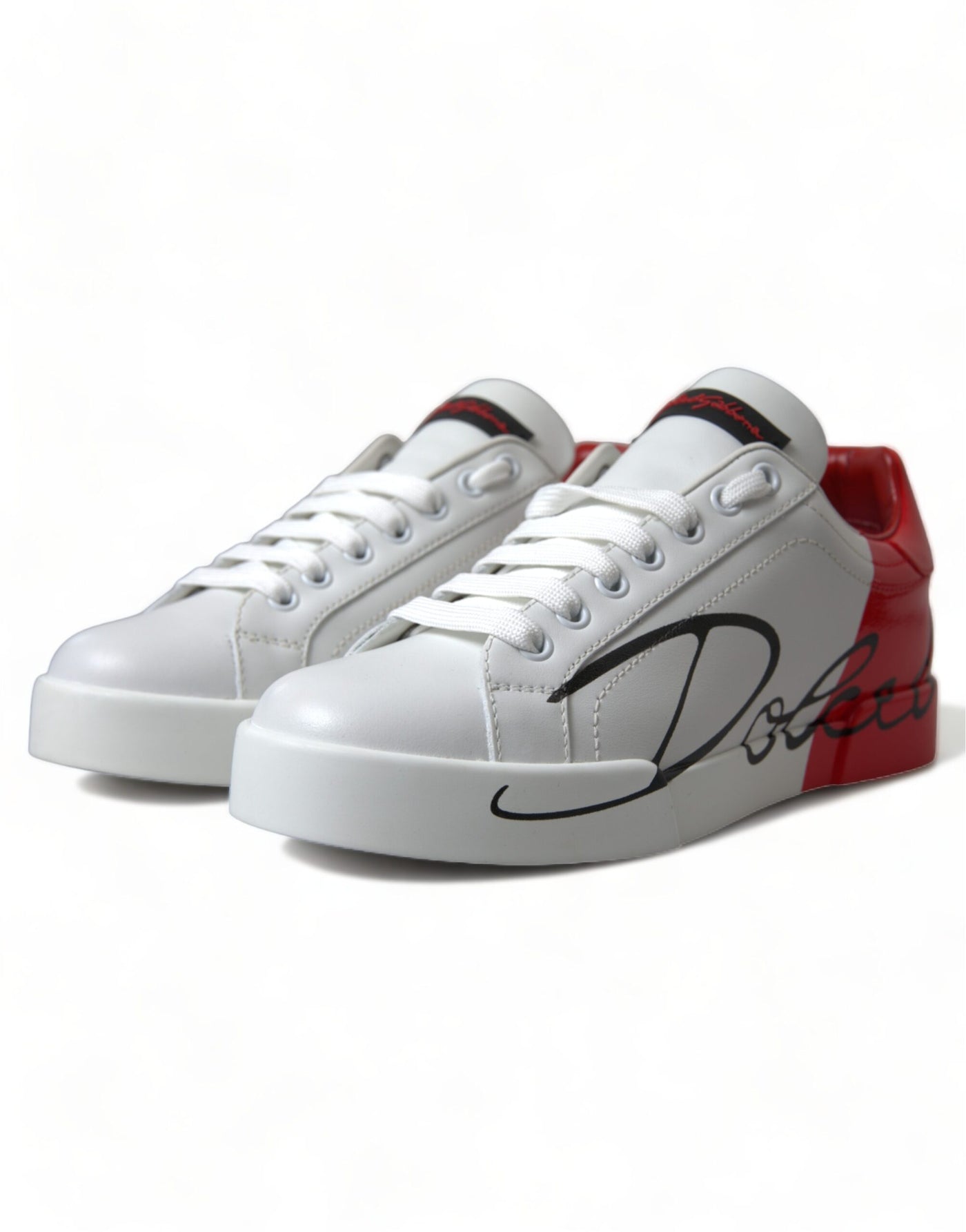 Dolce & Gabbana Weiß Rot Lace Up Damen Low Top Sneakers Schuhe