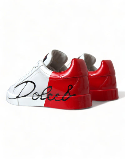 Dolce & Gabbana Weiß Rot Lace Up Damen Low Top Sneakers Schuhe