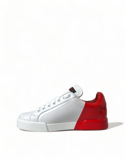 Dolce & Gabbana Weiß Rot Lace Up Damen Low Top Sneakers Schuhe