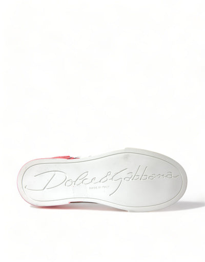 Dolce & Gabbana Weiß Rot Lace Up Damen Low Top Sneakers Schuhe