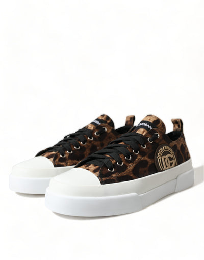Dolce & Gabbana Braun Leopard Canvas Turnschuhe Schuhe