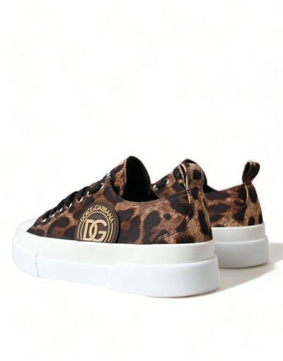 Dolce & Gabbana Braun Leopard Canvas Turnschuhe Schuhe