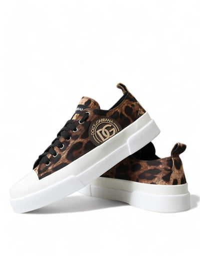 Dolce & Gabbana Braun Leopard Canvas Turnschuhe Schuhe