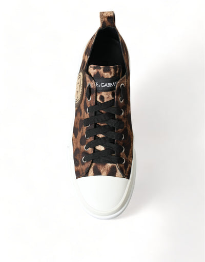 Dolce & Gabbana Braun Leopard Canvas Turnschuhe Schuhe