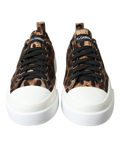 Dolce & Gabbana Braun Leopard Canvas Turnschuhe Schuhe