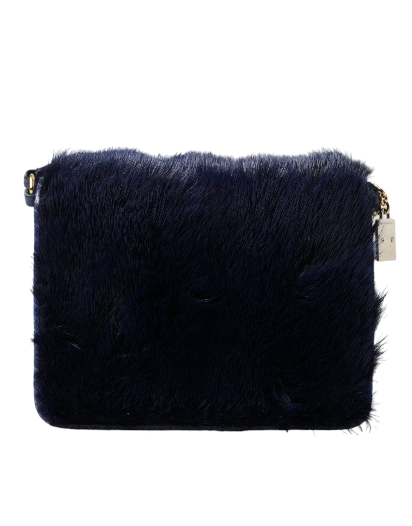 Dolce & Gabbana Dunkelblau Pelz Ayers Lily Twist Crossbody Umhängetasche