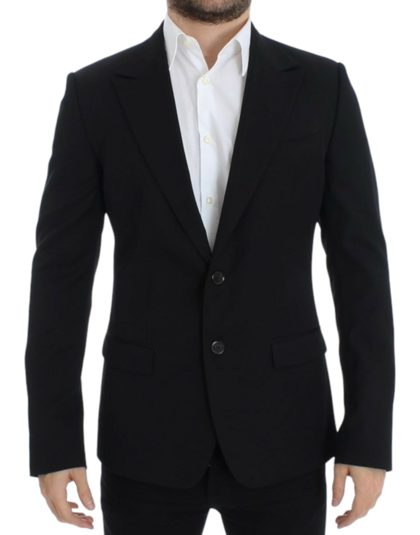 Dolce & Gabbana Schwarzer schmal geschnittener Wollblazer