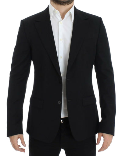 Dolce & Gabbana Schwarzer schmal geschnittener Wollblazer