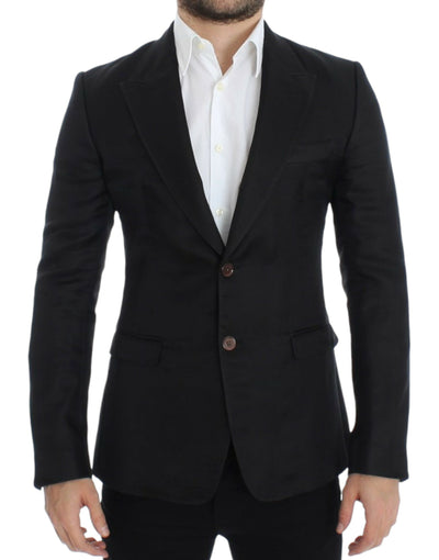 Dolce & Gabbana Schwarzer schmal geschnittener Seidenblazer