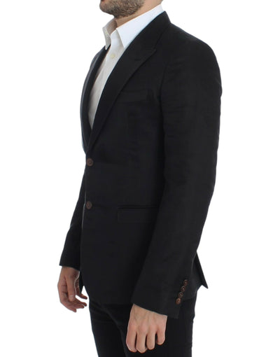 Dolce & Gabbana Schwarzer schmal geschnittener Seidenblazer