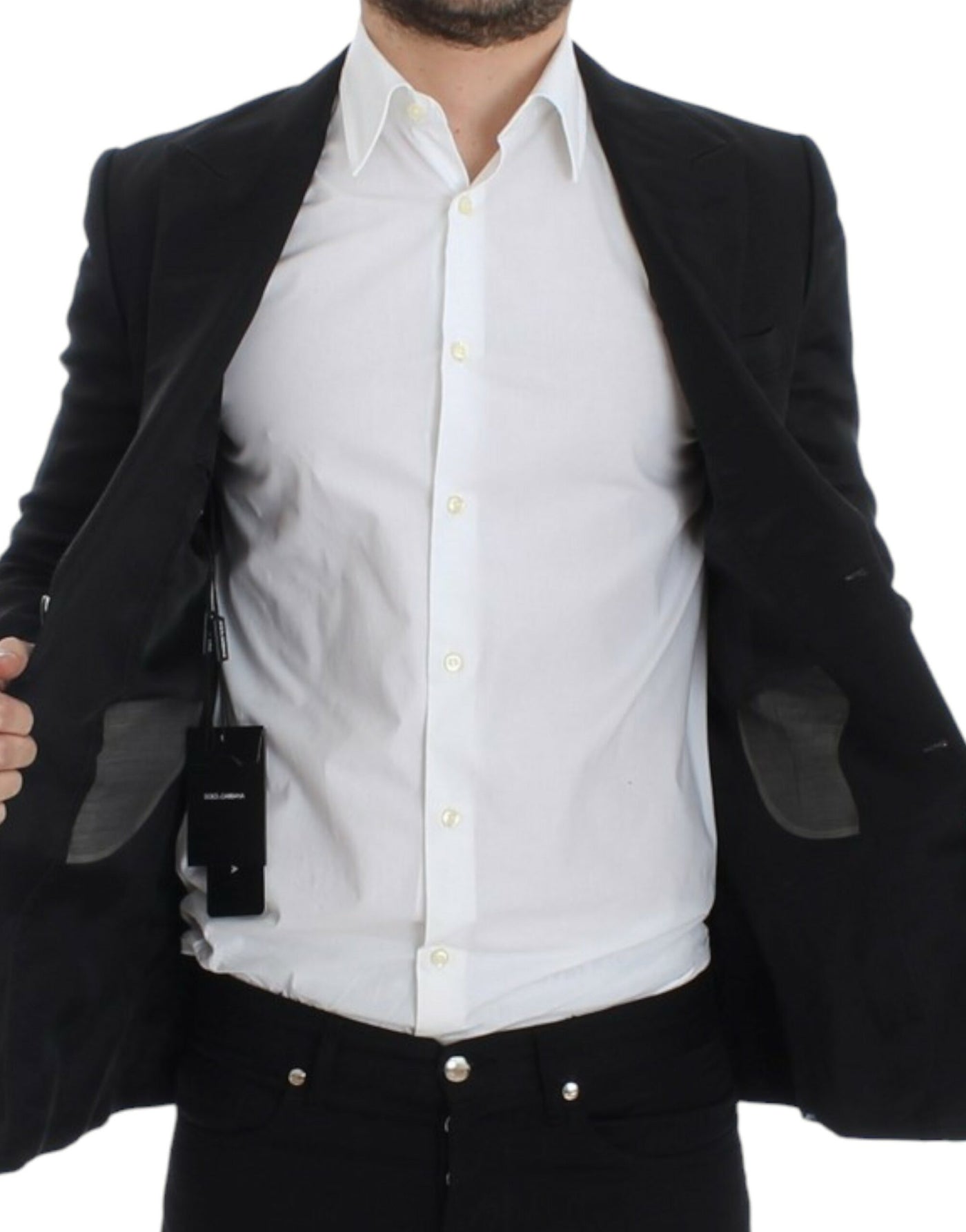 Dolce & Gabbana Schwarzer schmal geschnittener Seidenblazer