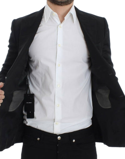 Dolce & Gabbana Schwarzer schmal geschnittener Seidenblazer