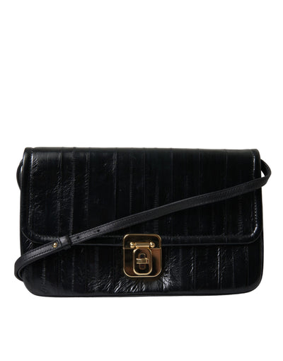 Dolce & Gabbana Schwarze Aalleder-Schulter-Dokumenten-Organizer-Tasche