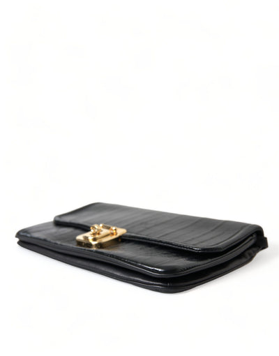 Dolce & Gabbana Schwarze Aalleder-Schulter-Dokumenten-Organizer-Tasche