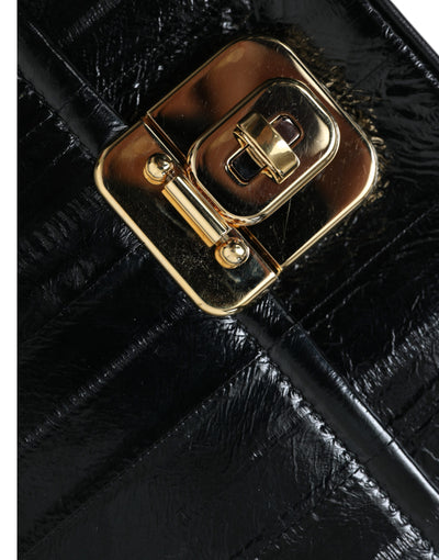 Dolce & Gabbana Schwarze Aalleder-Schulter-Dokumenten-Organizer-Tasche