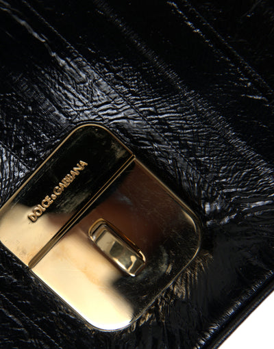 Dolce & Gabbana Schwarze Aalleder-Schulter-Dokumenten-Organizer-Tasche