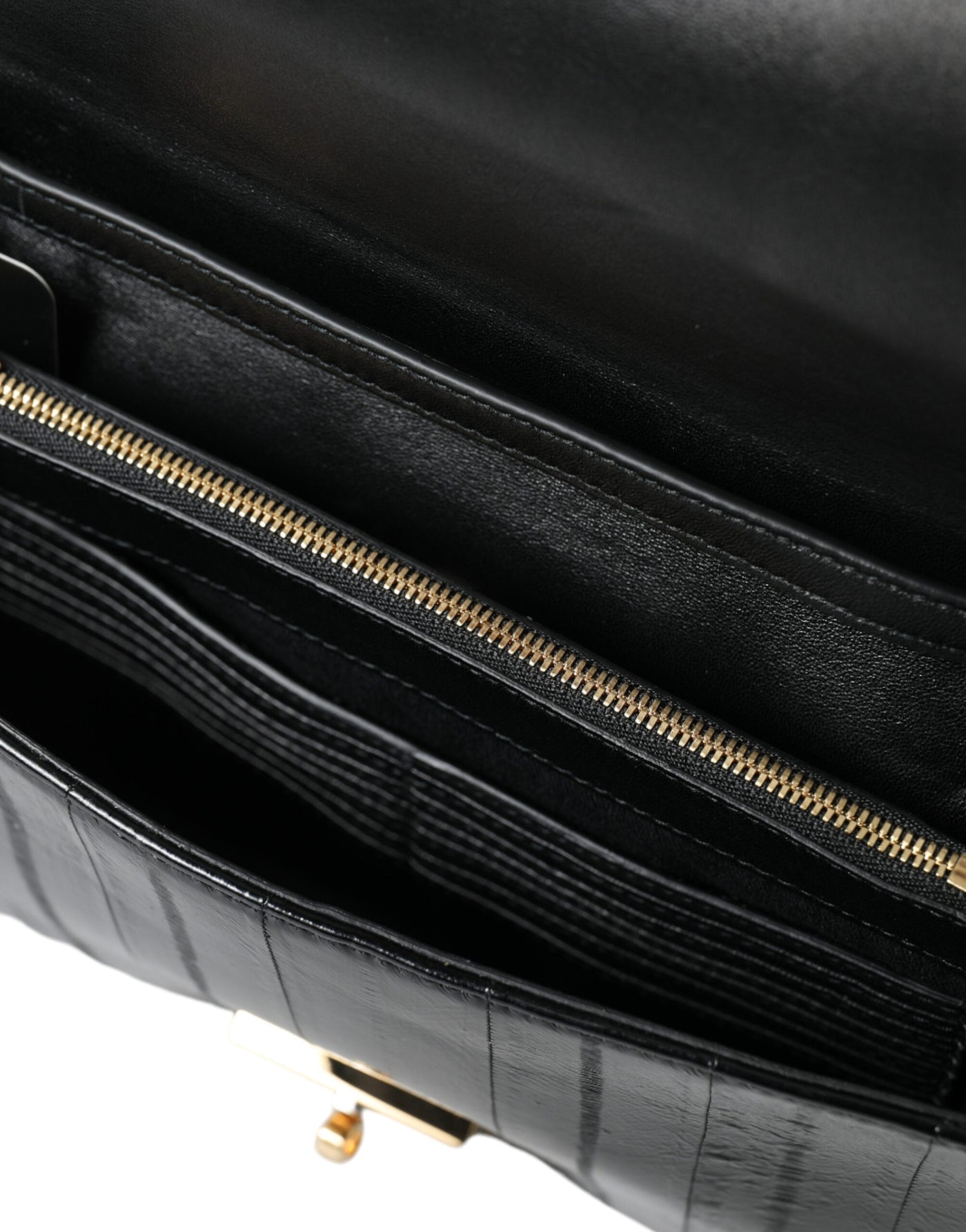 Dolce & Gabbana Schwarze Aalleder-Schulter-Dokumenten-Organizer-Tasche