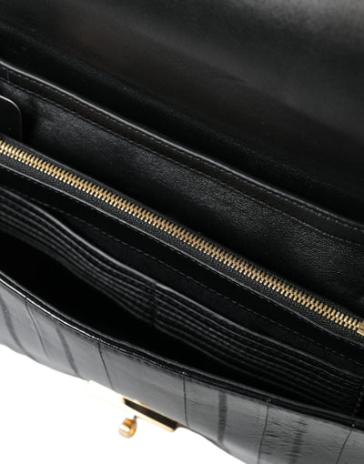 Dolce & Gabbana Schwarze Aalleder-Schulter-Dokumenten-Organizer-Tasche