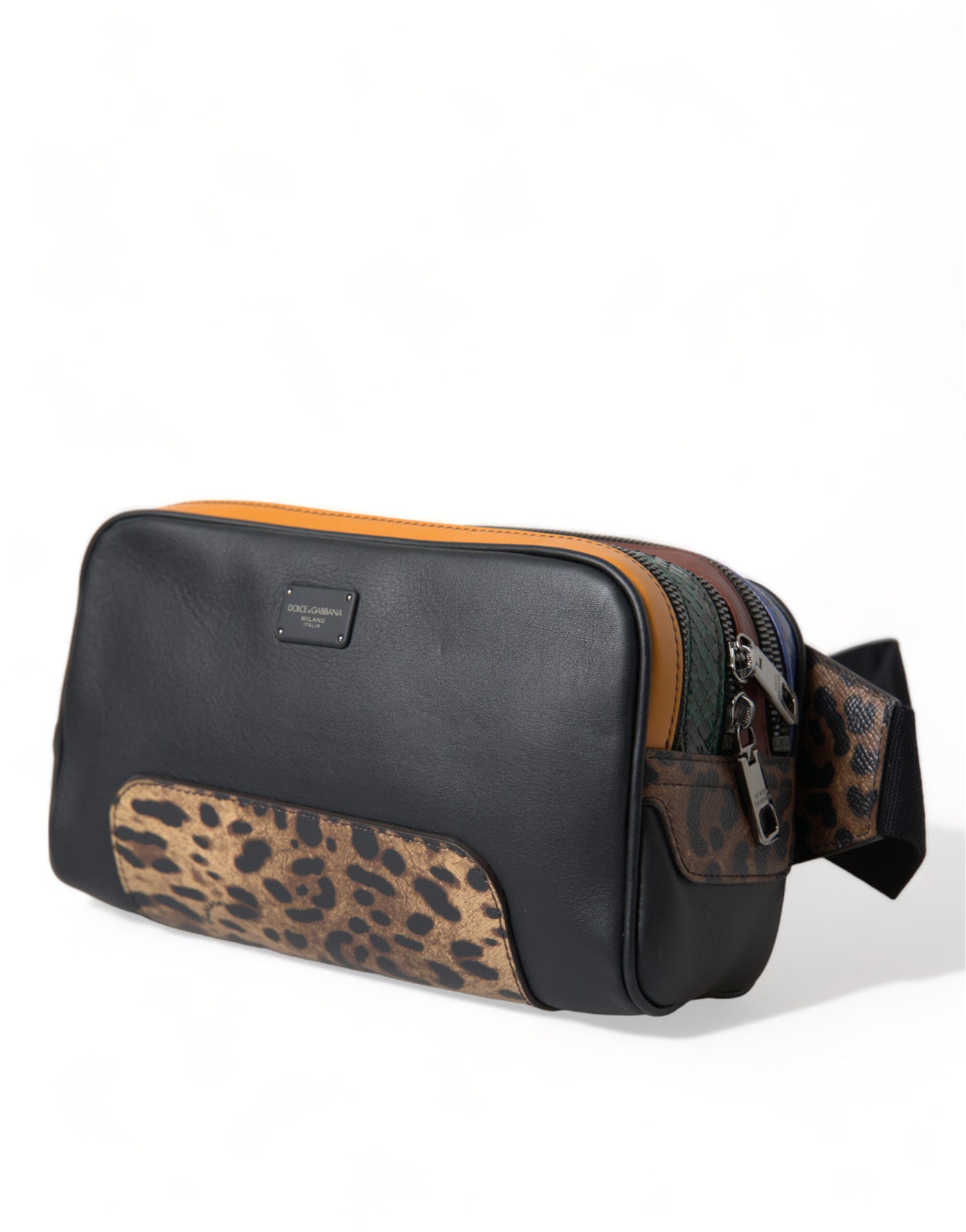 Dolce & Gabbana Schwarzes Exotenleder Logo Gürtel Taille Gürteltasche