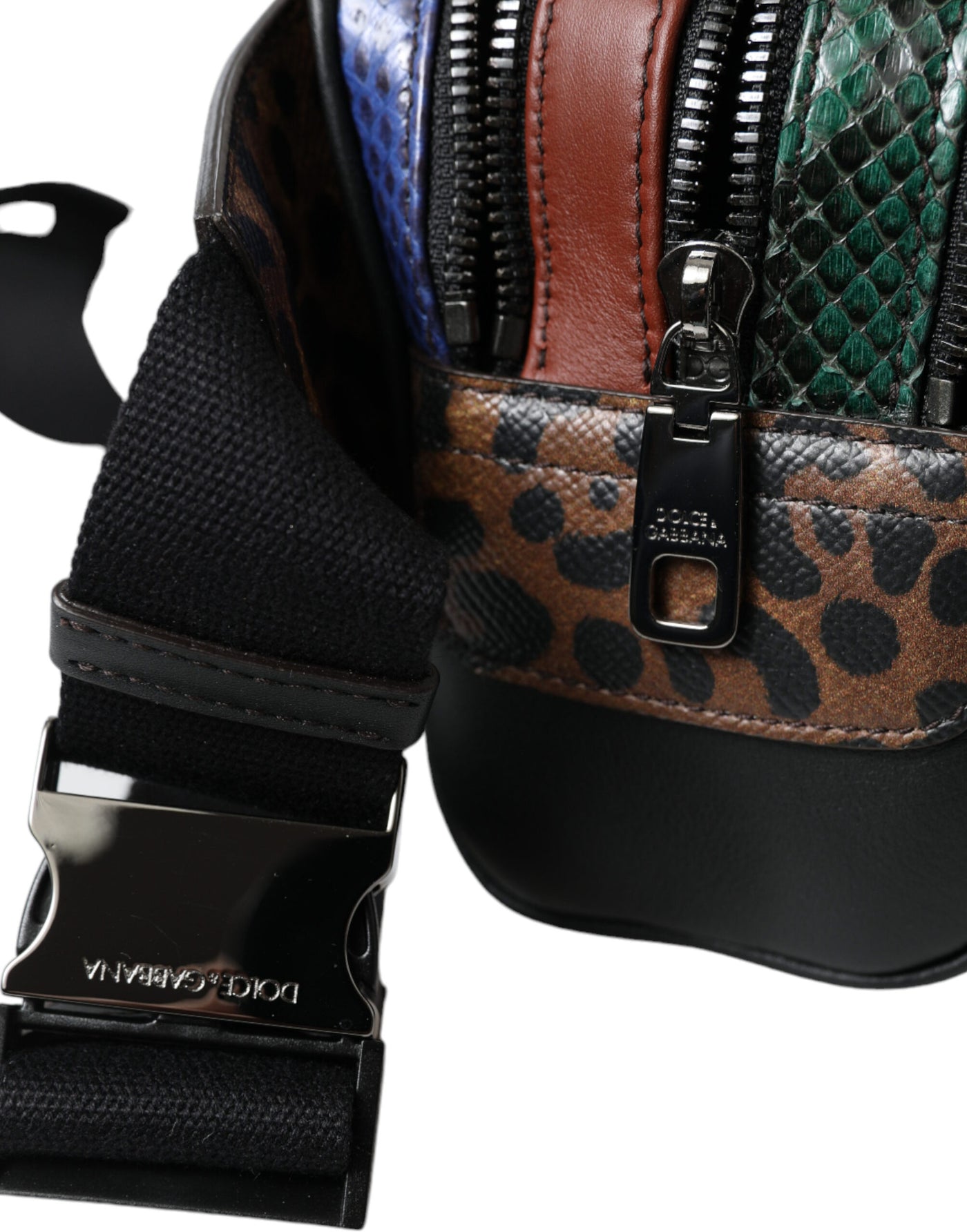 Dolce & Gabbana Schwarzes Exotenleder Logo Gürtel Taille Gürteltasche