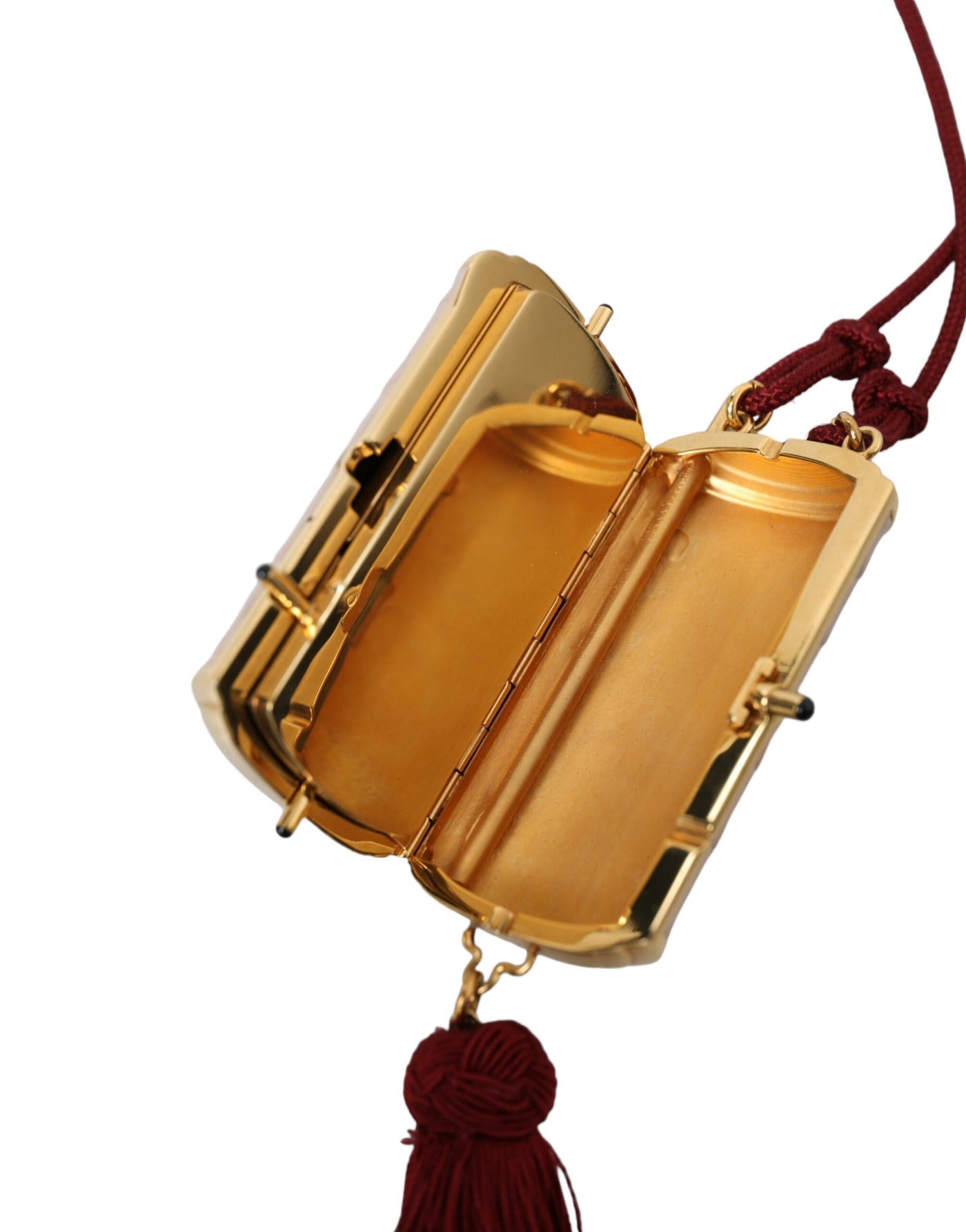Dolce & Gabbana Rosa Exotisches Leder Mini-Spiegel Quaste Makeup Tasche