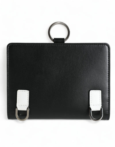 Dolce & Gabbana Schwarzes Leder Crystal verschönert Kartenhalter Brieftasche